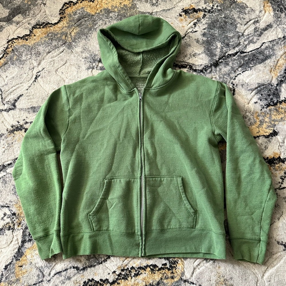 Blank Green Zip Up Hoodie